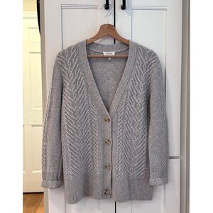 Haven Well Within Cashmere Cable Knit Cardigan Sweater Gray Buttons Womens Small
